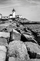 Jetty in Front of Eastern Point Lighthouse -BW